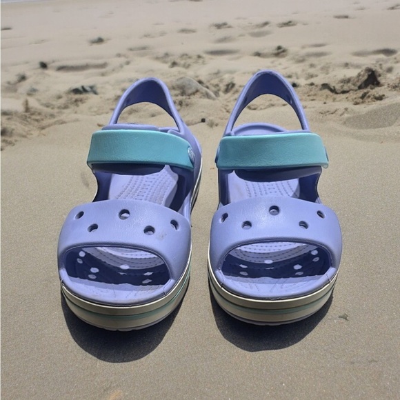 CROCS Kids Bayaband Sandals. Purple Turquoise. Size US 2. - Picture 2 of 9